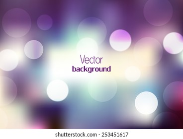 Abstract blurred background with color illumination. Purple, blue and pink lights. Shiny cover design template for corporate card, book, booklet, brochure, flyer, poster, banner. Vector illustration