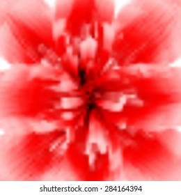 Abstract blurred background contains bright red flower