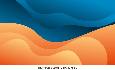 ABSTRACT BLURRED BACKGROUND ELEGANT GRADIENT BLUE ORANGE SMOOTH COLOR DESIGN VECTOR TEMPLATE GOOD FOR MODERN WEBSITE, WALLPAPER, COVER DESIGN 