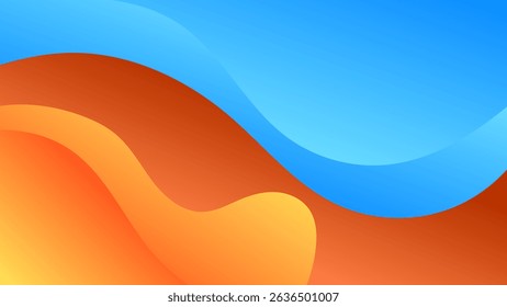 ABSTRACT BLURRED BACKGROUND ELEGANT GRADIENT BLUE ORANGE SMOOTH COLOR DESIGN VECTOR TEMPLATE GOOD FOR MODERN WEBSITE, WALLPAPER, COVER DESIGN 
