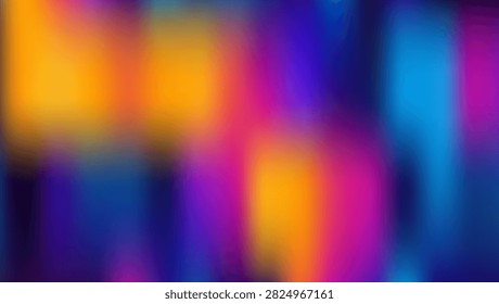 Abstract blurred background featuring a vibrant gradient of blue, orange, and pink colors