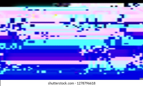 Abstract blurred background with glitch effect in a cyberpunk style. Vector illustration of a distorted surface. Modern techno backdrop.