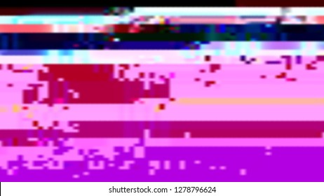 Abstract blurred background with glitch effect in a cyberpunk style. Vector illustration of a distorted surface. Modern techno backdrop.