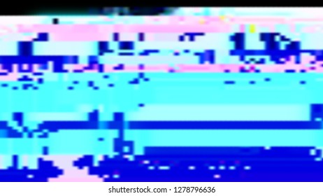 Abstract blurred background with glitch effect in a cyberpunk style. Vector illustration of a distorted surface. Modern techno backdrop.