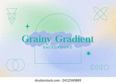 Abstract blurred background with grainy texture and gradient color with light blue, mint green, and beige.