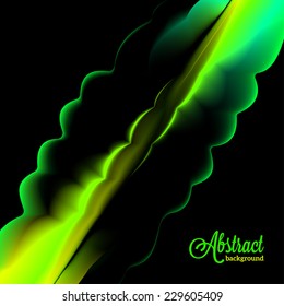 Abstract blurred background with green flowing wave