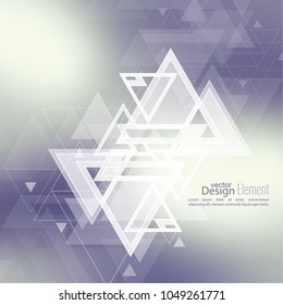 Abstract blurred background with hipster stream flying triangles debris. 