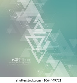 Abstract blurred background with hipster stream flying triangles debris. 