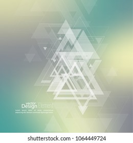 Abstract blurred background with hipster stream flying triangles debris. Pattern subtle. 