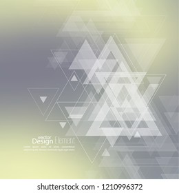 Abstract blurred background with hipster stream flying triangles debris. 