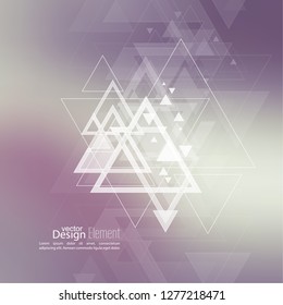 Abstract blurred background with hipster stream flying triangles debris. Pattern. For cover book, brochure, flyer, poster, layout, template, magazine, t-shirt. Vector design. subtle. purple, violet