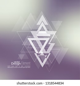 Abstract blurred background with hipster stream flying triangles debris. Pattern. For cover book, brochure, flyer, poster, layout, template, magazine, t-shirt. Vector design. subtle. purple, violet