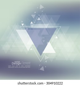 Abstract blurred background with hipster stream flying triangles debris. 