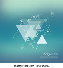 Abstract blurred background with hipster stream flying triangles debris. 