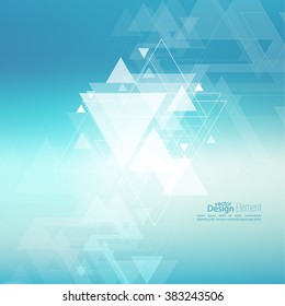 Abstract blurred background with hipster stream flying triangles debris. 