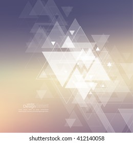 Abstract blurred background with hipster stream flying triangles debris. Triangle pattern background. 