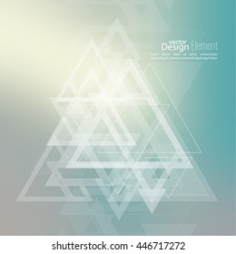Abstract blurred background with hipster stream flying triangles debris. Vector design. 