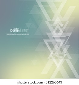 Abstract blurred background with hipster stream flying triangles debris. 