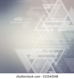 Abstract blurred background with hipster stream flying triangles debris. 