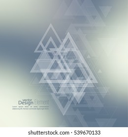Abstract blurred background with hipster stream flying triangles debris. 