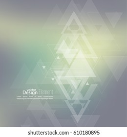 Abstract blurred background with hipster stream flying triangles debris. 