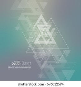 Abstract blurred background with hipster stream flying triangles debris. 