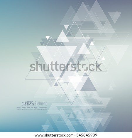 Abstract blurred background with hipster stream flying triangles debris. 