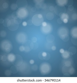 Abstract blurred background of sky blue shiny Christmas tree decorations. Vector illustration