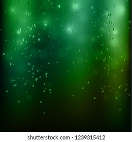 Abstract blurred background with stream of flying triangles, debris. Glare. Bright background for your design. Vector illustration