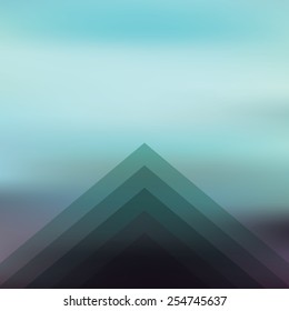 Abstract blurred background in turquoise, blue, green, purple. Triangle or pyramid geometric shape with layers. Suitable for website or application backgrounds. Eps10 vector illustration.