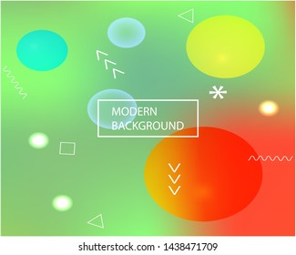 Abstract blurred background for your projects. Vector illustration elements. Dynamic backdrop with bright rainbow colors. Green celebration template for your graphic design, user interface or app.