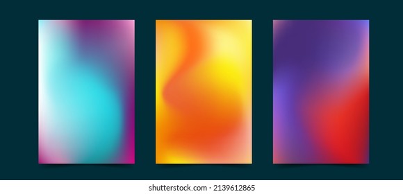 Abstract blurred backgrounds with modern color gradients. Set of templates for brochures, posters, banners, flyers and postcards. Vector