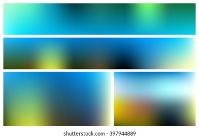 Abstract blurred backgrounds set. Nature backdrop for design. Vector EPS 8