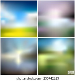 Abstract blurred backgrounds set, abstract templates vector.