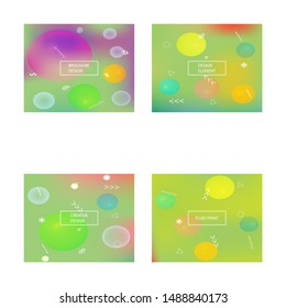 Abstract blurred backgrounds for your projects. Vector illustration set. Original backdrops with simple muffled colors. Green celebration templates for your graphic design, user interface or app.