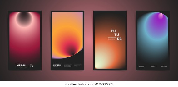 Abstract blurred black gradient cover template design for stories  vertical posters  social media posts   story banners  Smooth circular creative gradient  Vector aesthetic modern premium color set 