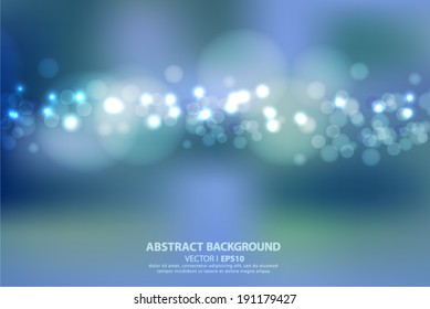 Abstract blurred blue background with rainy bokeh effect. Vector EPS 10 illustration.