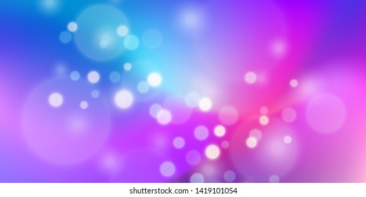 Abstract Blurred blue pink purple background with bokeh effect. Soft colorful rainbow gradient backdrop with place for text. Vector illustration for your graphic design, banner, poster or wallpapers