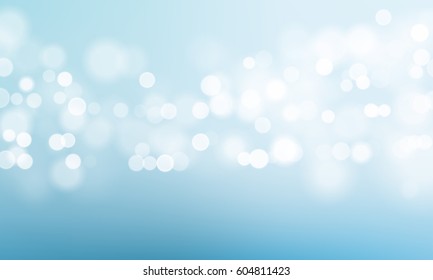 Abstract blurred blue sky background with light bokeh. Vector illustration.