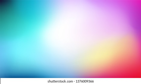 Abstract Blurred blue teal pink purple yellow background. Soft colorful light gradient backdrop with place for text. Vector illustration for your graphic design, banner, poster or wallpapers