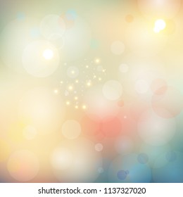 Abstract blurred bokeh lights soft color background. Vector illustration