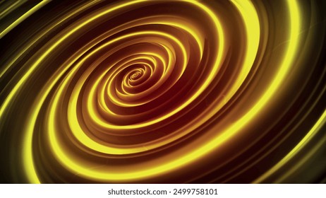 Abstract blurred circle background. Whirlpool. Liquid vortex. Radial abstract winding golden tunnel background. The magic of a digital tunnel of a spiral vortex whirlpool. 3D vector