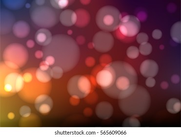 Abstract blurred dark background with lights. Vector illustration