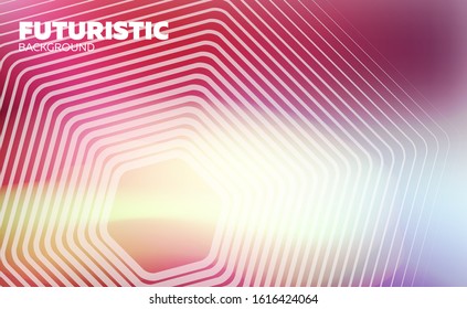 Abstract blurred futuristic gradient mesh background. Colorful wallpaper and smooth banner template. Editable neon colored vector illustration without transparency. Bright retrowave gamma.