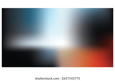 Plano de fundo abstrato de gradiente borrado com transição de cores azul, laranja e preto