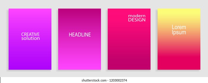 Abstract blurred gradient  backgrounds in bright colors. Soft colored vector illustration without transparency. Vector patterns in shades of pink for  cover, banner and poster template design.
