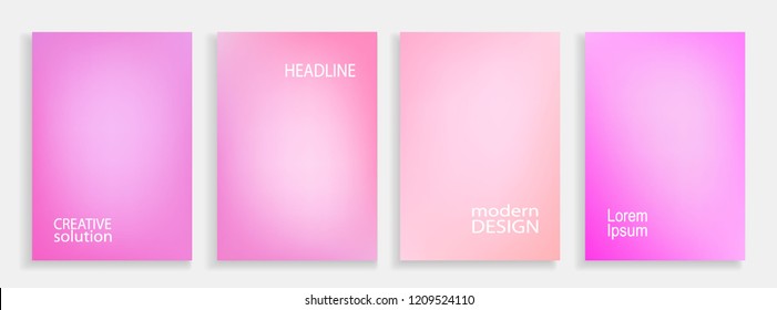 Abstract blurred gradient backgrounds in bright colors. Soft colored vector illustration without transparency. Vector patterns in shades of pink for cover, banner and poster template design