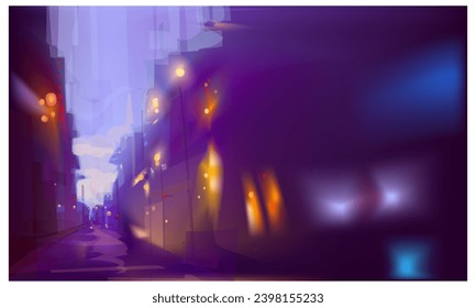 Abstract blurred gradient city street background vector illustration.