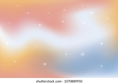 Abstract blurred gradient mesh background with many stars. Vector, illustration.