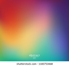 Abstract blurred gradient mesh background bright rainbow colors. Colorful smooth soft banner template. Creative vibrant vector illustration